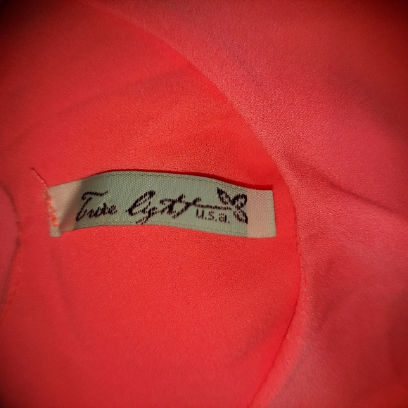 True Light Silky Double Layer Sleeveless Top Blouse Shirt Coral size S - Picture 6 of 6
